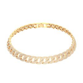 Infinity White Sapphire 18K Gold Vermeil Silver Pave Link Choker Necklace