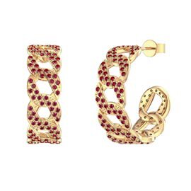 Infinity Ruby 18K Gold Vermeil Pave Link Hoop Earrings