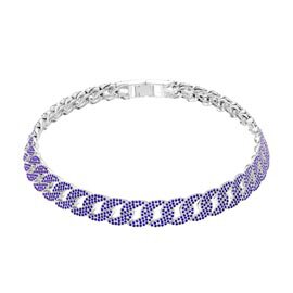 Infinity Sapphire Platinum plated Silver Pave Link Choker Necklace