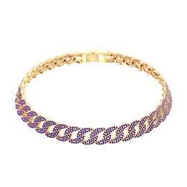 Infinity Sapphire 18K Gold Vermeil Pave Link Choker Necklace