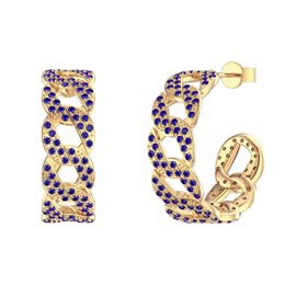 Infinity Sapphire 18K Gold Vermeil Pave Link Hoop Earrings