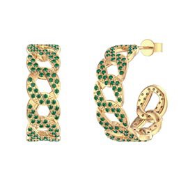 Infinity Emerald 18K Gold Vermeil Pave Link Hoop Earrings