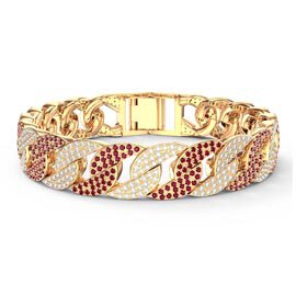 Infinity Ruby and White Sapphire 18K Gold Vermeil Pave Link Bracelet