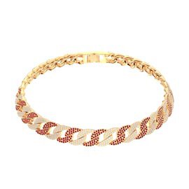 Infinity Ruby and White Sapphire 18K Gold Vermeil Pave Link Choker Necklace