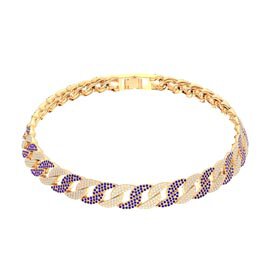 Infinity Blue and White Sapphire 18K Gold Vermeil Pave Link Choker Necklace