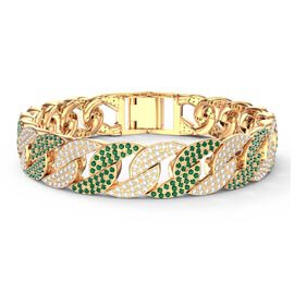 Infinity Emerald and White Sapphire 18K Gold Vermeil Pave Link Bracelet