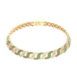 Infinity Emerald and White Sapphire 18K Gold Vermeil Pave Link Choker Necklace