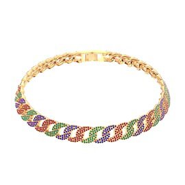 Infinity Rainbow 18K Gold Vermeil Pave Link Choker Necklace