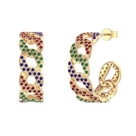 Infinity Rainbow 18K Gold Vermeil Pave Link Hoop Earrings