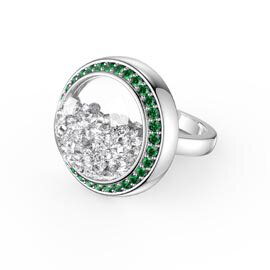 SnowDome 1ct Diamond Emerald Pave 14ct Gold Ring