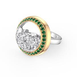 SnowDome 1ct Diamond Emerald Pave 14ct Yellow Gold Ring