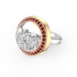 SnowDome 1ct Diamond Ruby Pave 14ct Yellow Gold Ring