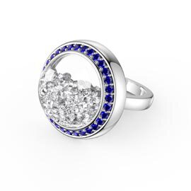 SnowDome 1ct Diamond Sapphire Pave 14ct Gold Ring