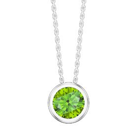 Infinity 1.0ct Solitaire Peridot Platinum plated Silver Bezel Pendant