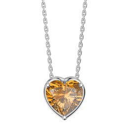 Infinity 1ct Heart Citrine Platinum plated Silver Pendant