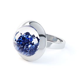 SnowDome 1ct. Blue Sapphire Dome 18K Gold Ring