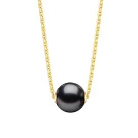 Tahitian pearl 18K Yellow Gold Floating adjustable Necklace