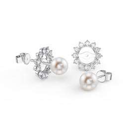 Fused Sterling Silver and Pearl Earrings