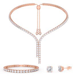Eternity Asymmetric Drop White Sapphire 18K Rose Gold Vermeil Jewelry Set