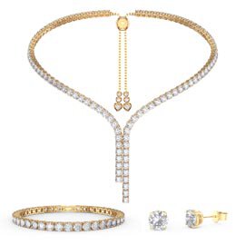 Eternity Asymmetric Drop White Sapphire 18K Yellow Gold Vermeil Jewelry Set