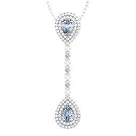 Fusion Aquamarine and Diamond 18K White Gold Drop Pear Pendant Set