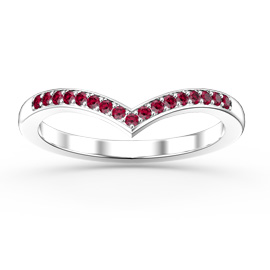 Unity Wishbone Ruby Platinum plated Silver Promise Ring