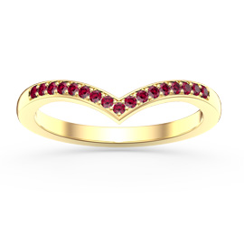Unity Wishbone Ruby 10K Yellow Gold Promise Ring