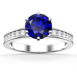 Unity 1ct Sapphire Platinum plated Silver Channel Promise Ring
