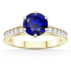 Unity 1ct Sapphire and Diamond 18K Yellow Gold Channel Engagement Ring