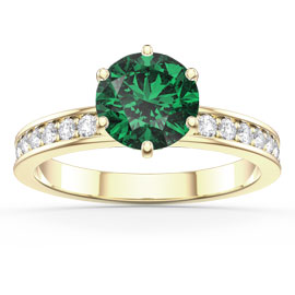 Unity 1ct Emerald 18K Yellow Gold Channel Proposal Ring