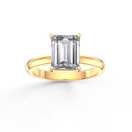 Unity 2ct Moissanite Emerald Cut Solitaire 10K Yellow Gold Engagement Ring