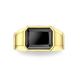 3ct Onyx Emerald cut 18K Yellow Gold Bezel Signet Ring