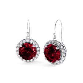 Eternity 1ct Ruby and G SI Diamond Halo 18K White Gold Drop Earrings