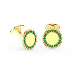 Signature Emerald 10K Yellow Gold Round Cufflinks