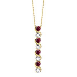 Infinity Ruby and White Sapphire 18K Gold Vermeil S Bar Pendant Necklace