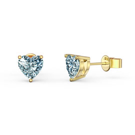Charmisma 1ct Aquamarine Heart 18K Gold Vermeil Stud Earrings