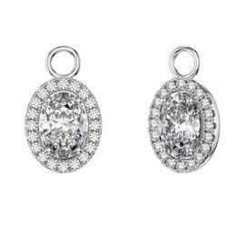 Eternity 1.5ct White Sapphire Oval Halo Platinum plated Silver Interchangeable Earring Drops