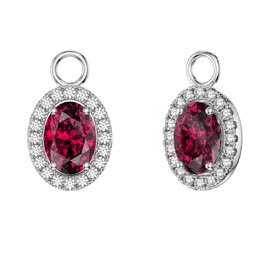 Eternity 1.5ct Ruby Oval Halo Platinum plated Silver Interchangeable Earring Drops