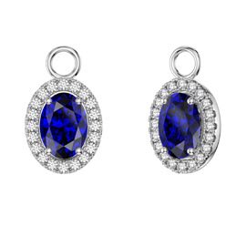 Eternity 1.5ct Sapphire Oval Halo Platinum plated Silver Interchangeable Earring Drops