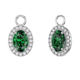 Eternity 1.5ct Emerald Oval Halo Platinum plated Silver Interchangeable Earring Drops