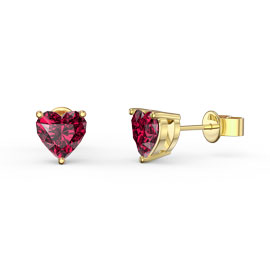 Charmisma 1ct Ruby Heart 18K Gold Vermeil Stud Earrings