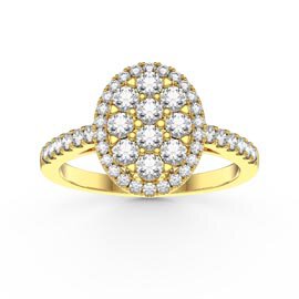 Stardust Lab Diamond Oval Halo 18K Yellow Gold Engagement Ring