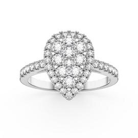 Stardust Lab Diamond Pear Halo 10K White Gold Engagement Ring