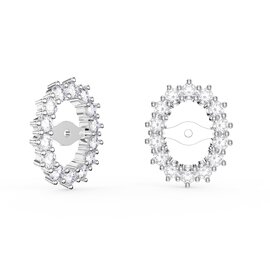 Eternity Oval White Sapphire Platinum Plated Silver Earring Halo Jackets Emerald