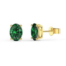 Eternity 1.5ct Oval Emerald 18K Gold Vermeil Stud Earrings