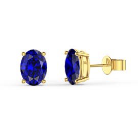 Eternity 1.5ct Oval Sapphire 18K Gold Vermeil Stud Earrings