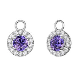 Eternity 1ct Amethyst Halo Platinum plated Silver Interchangeable Earring Drops