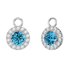 Eternity 1ct Swiss Blue Topaz Halo Platinum plated Silver Interchangeable Earring Drops