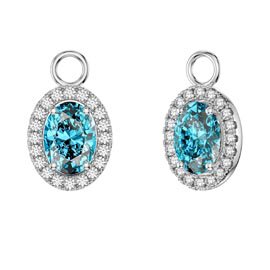 Eternity 1.5ct Swiss Blue Topaz Oval Halo Platinum plated Silver Interchangeable Earring Drops
