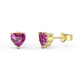 Charmisma 1ct Pink Sapphire Heart 10K Gold Stud Earrings